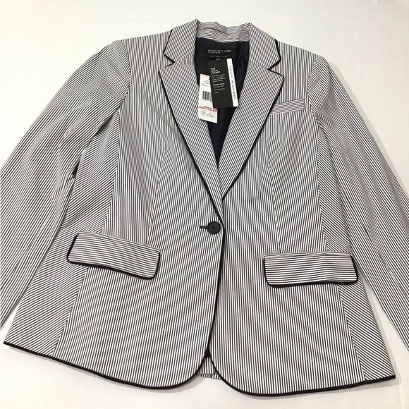 Jones New York The Julia Jacket Blue Pinstripes Stretch New Size 10 - Picture 4 of 16